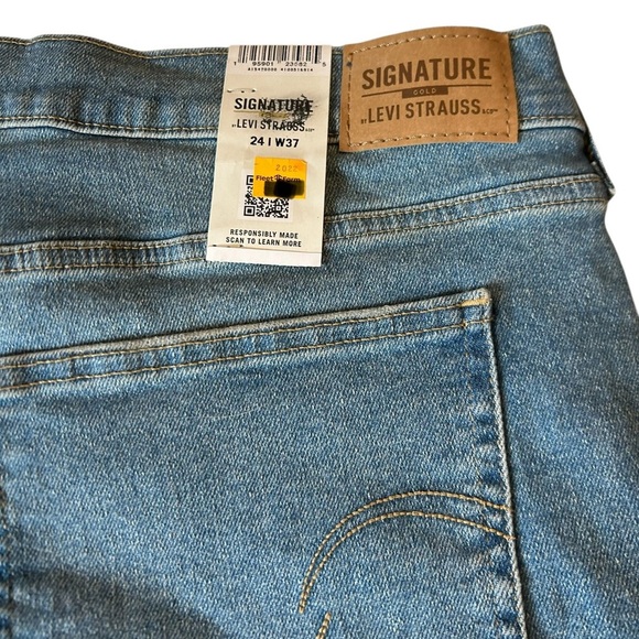 Signature Gold By Levi Strauss Co Shorts Women’s Size 24 Denim High Rise Raw Hem - Picture 7 of 13